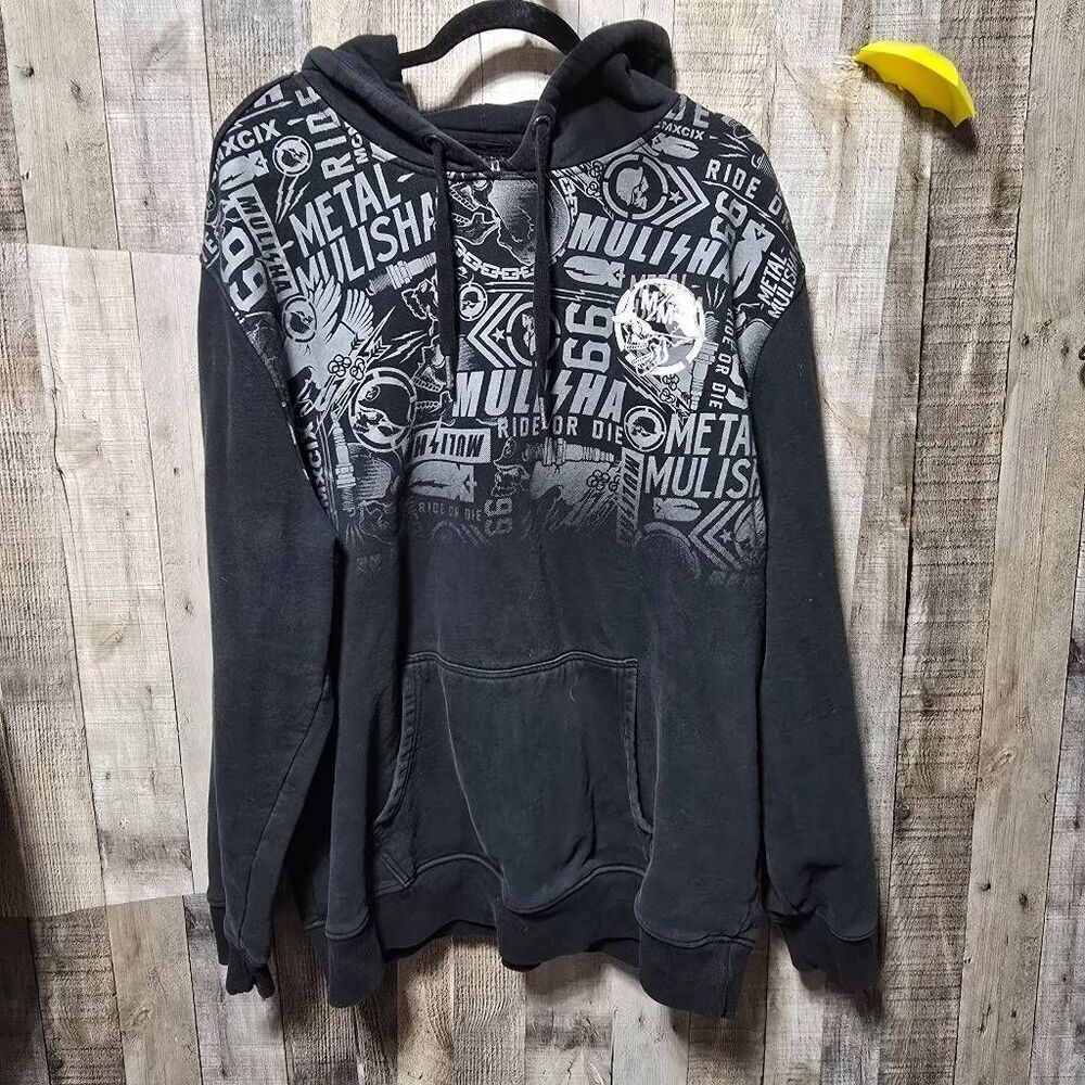 Metal Mulisha Vintage Y2K Black Graphic Hoodie 4xl fits 2xl Alternative Goth
